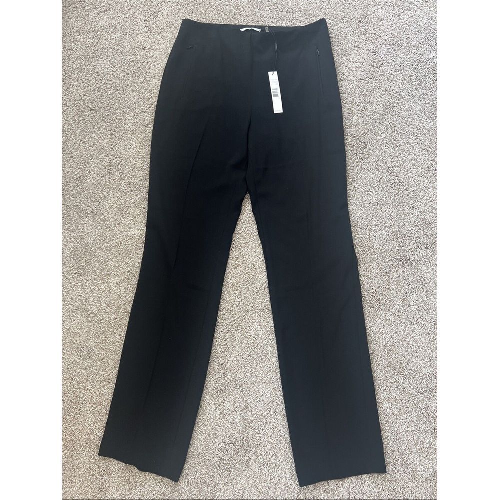 Women Tahari Bayleigh Dress Pants Black Flat Front Side Zip Pockets 8 32" Inseam
